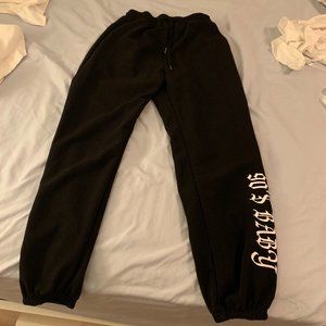 Black "90's Baby" High Waist Drawstring Sweatpants